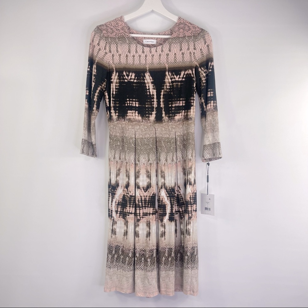 NWT Calvin Klein Dress Tie-dye Pleated Skirt Size 4 Rayon
